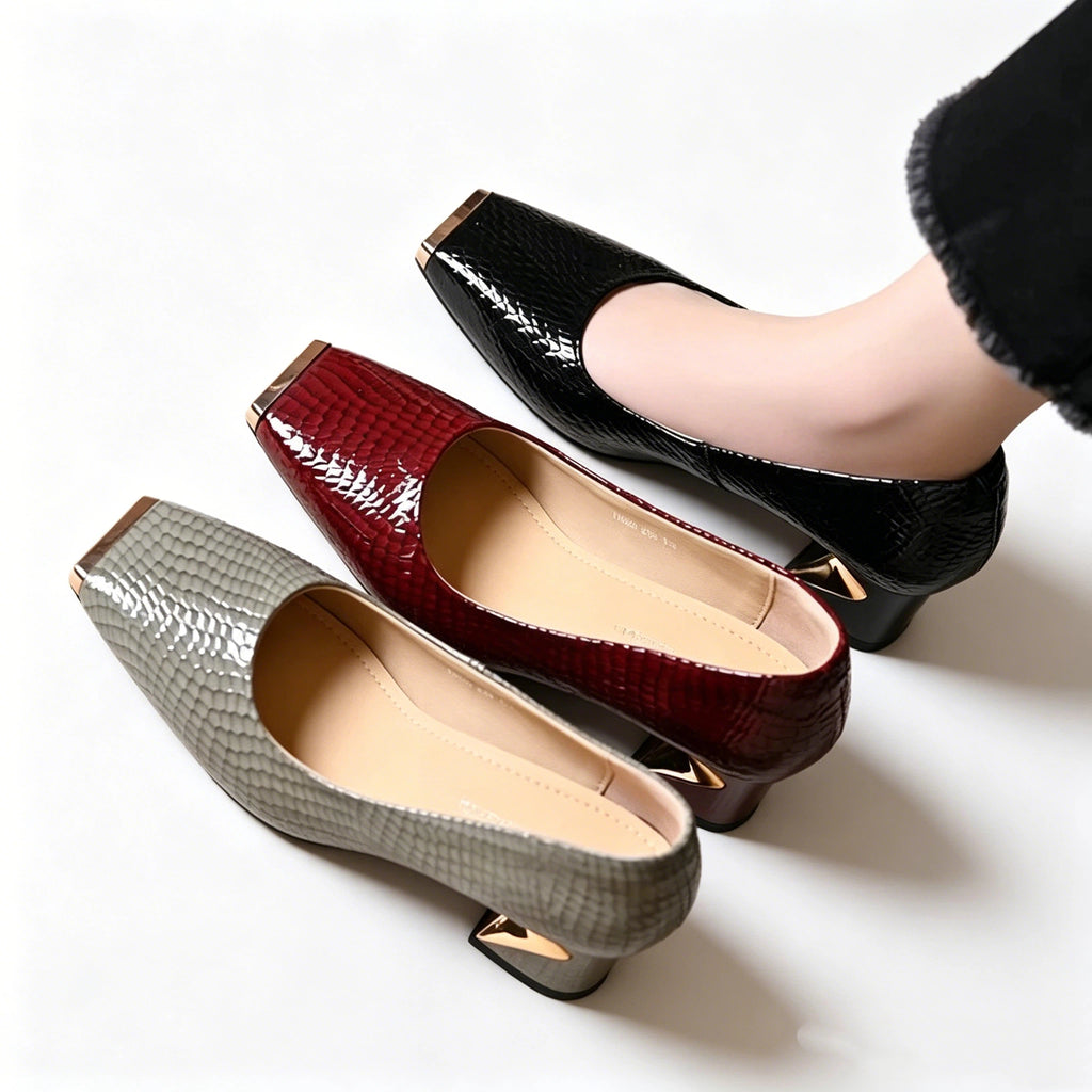 Nowe Francuskie Buty na Grubym Obcasie