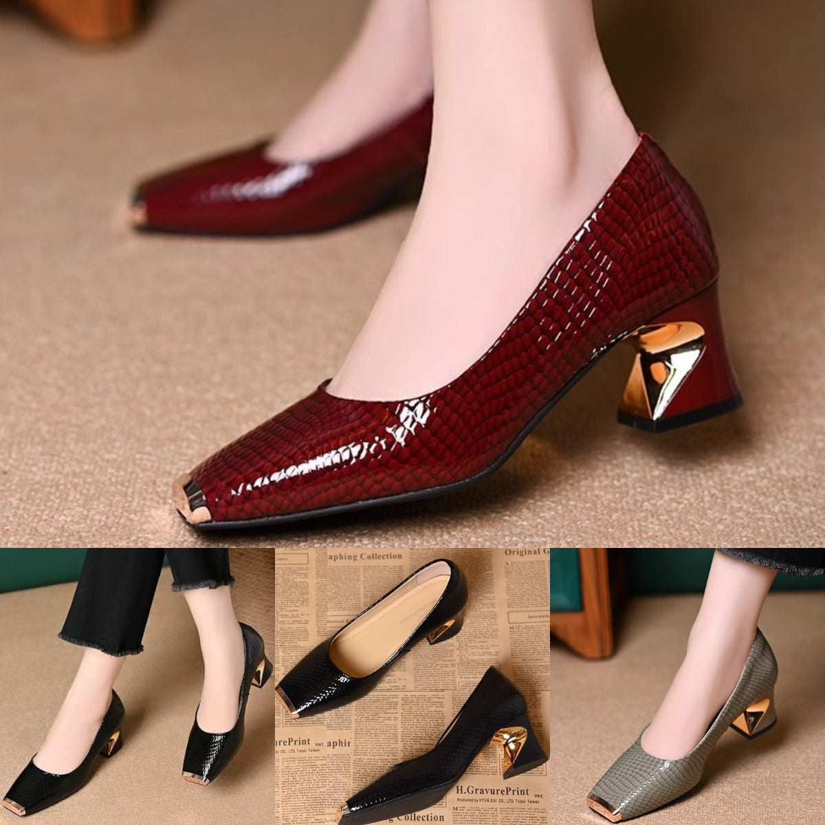 Nowe Francuskie Buty na Grubym Obcasie