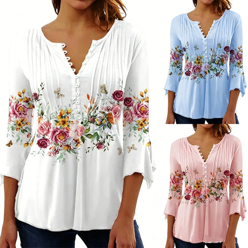 Damska Koszulka z Nadrukiem V-Neck
