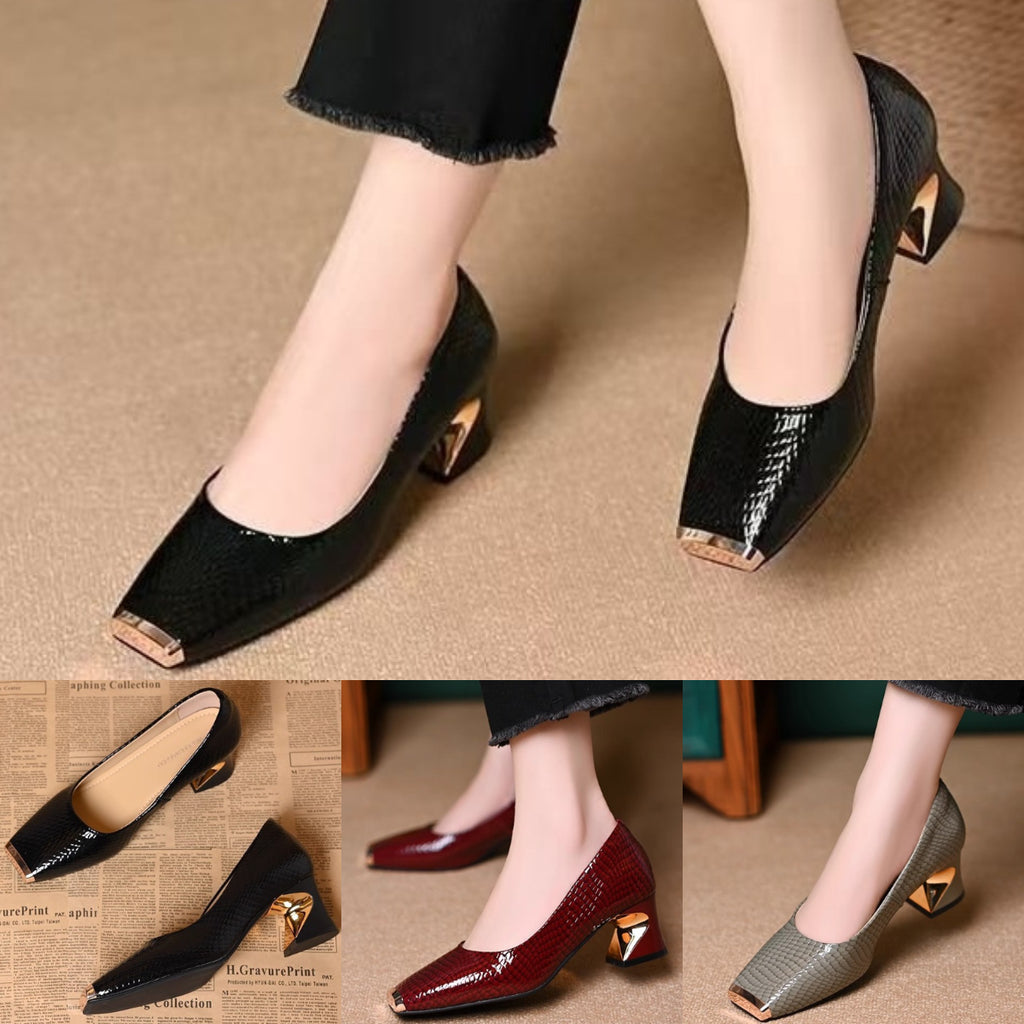 Nowe Francuskie Buty na Grubym Obcasie