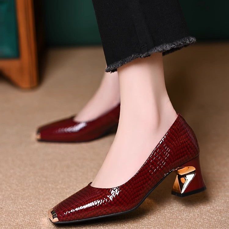 Nowe Francuskie Buty na Grubym Obcasie