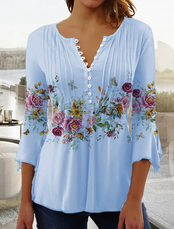 Damska Koszulka z Nadrukiem V-Neck