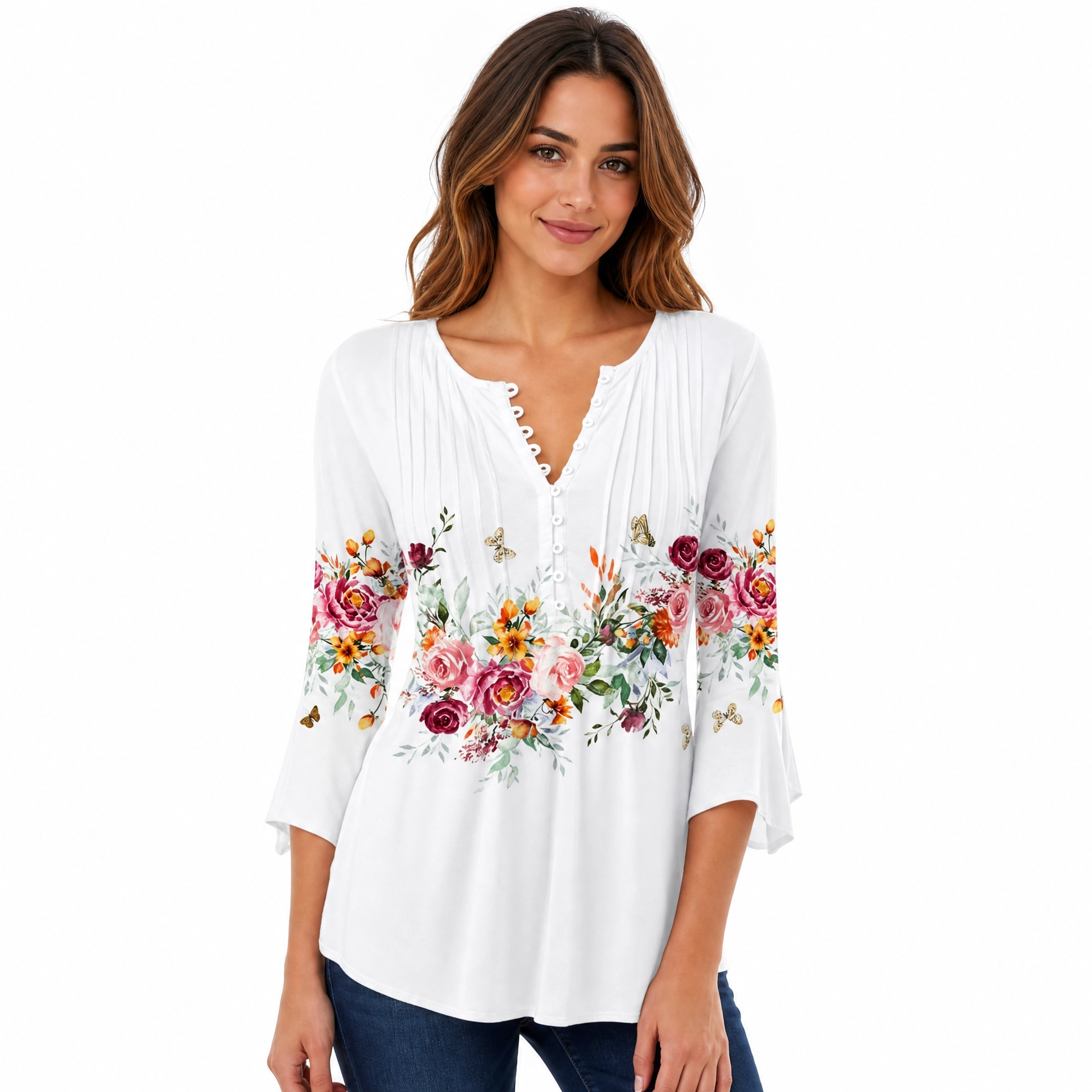 Damska Koszulka z Nadrukiem V-Neck